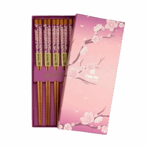Palillo Set 5 pares caja sakura rosa