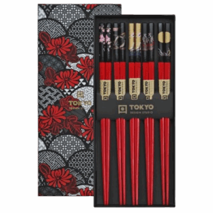 Palillos set de 5 pares en caja rojo surtido