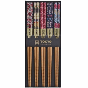 Palillos 5 pares en madera de colores