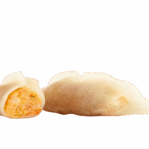 Gyoza de salmón ahumado y verduras sin gluten.