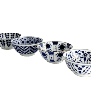 Set 4 Cuencos 15x7cm Porcelana Azul